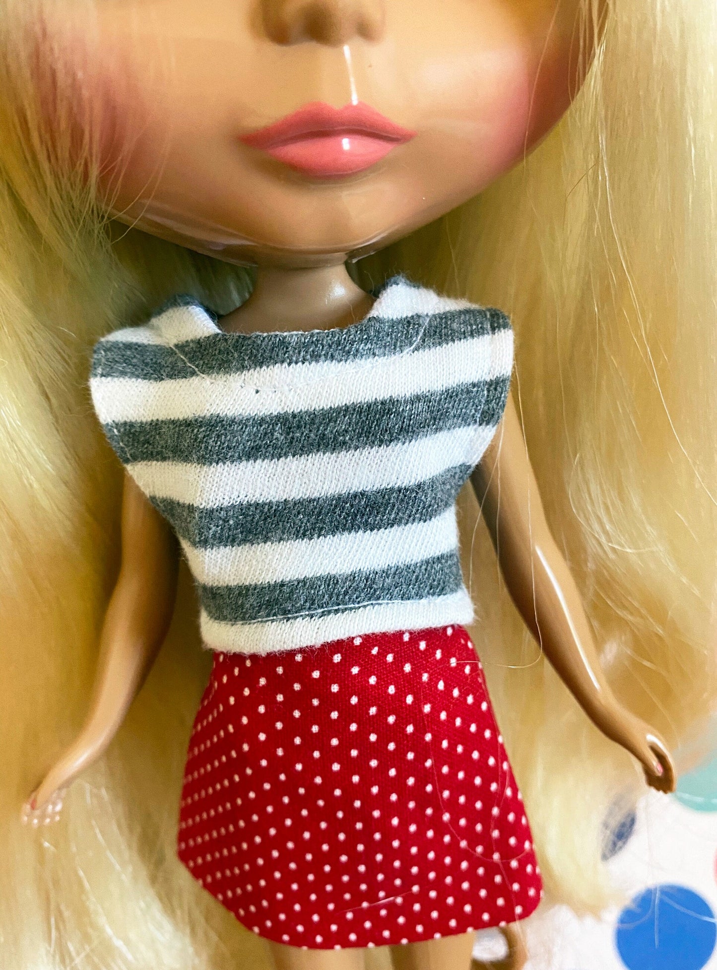 SAMPLE SALE Boxy Crop Tee for Blythe | Gray Stripe