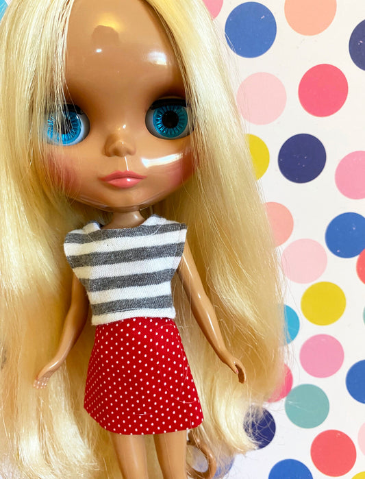 SAMPLE SALE Boxy Crop Tee for Blythe | Gray Stripe