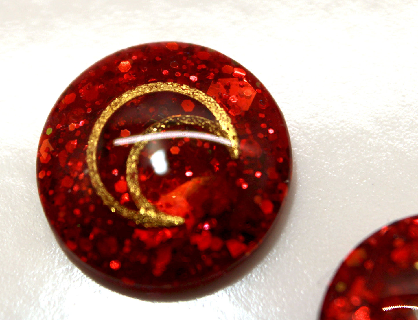 Blood Moon / Deep Red Glitter Resin Blythe Eye Chips