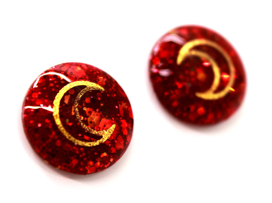Blood Moon / Deep Red Glitter Resin Blythe Eye Chips