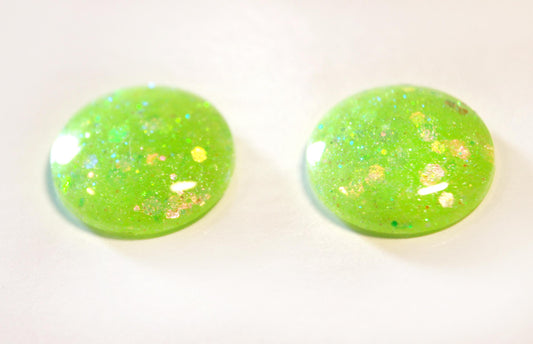 Neon Alien Ooze / Green Glitter Resin Blythe Eye Chips