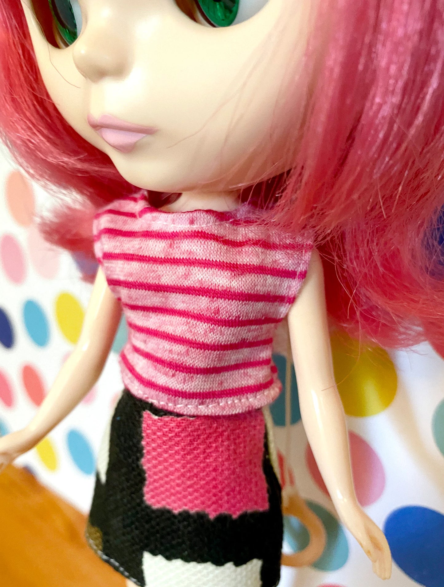 SAMPLE SALE Boxy Crop Tee for Blythe | Hot Pink Stripe