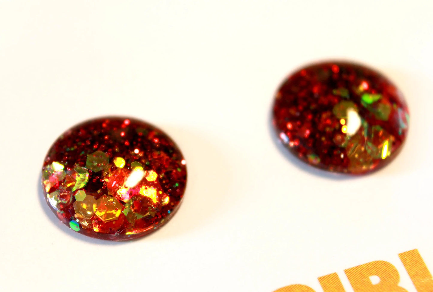 Fire and Brimstone / Glitter Resin Blythe Eye Chips