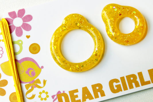 Lemonade Stand / Yellow Resin Glitter Pull Ring Set