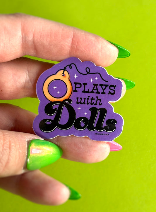 Plays With Dolls Purple Vinyl Sticker Mini Size