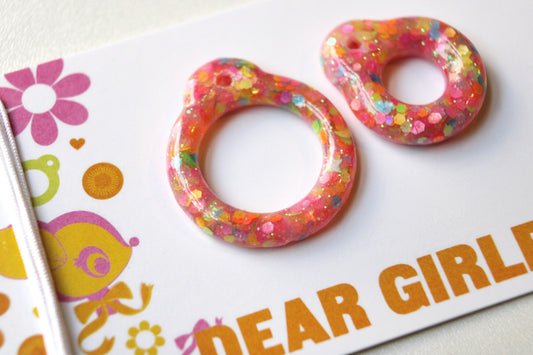 Neon Piñata Party / Resin Glitter Pull Ring Set