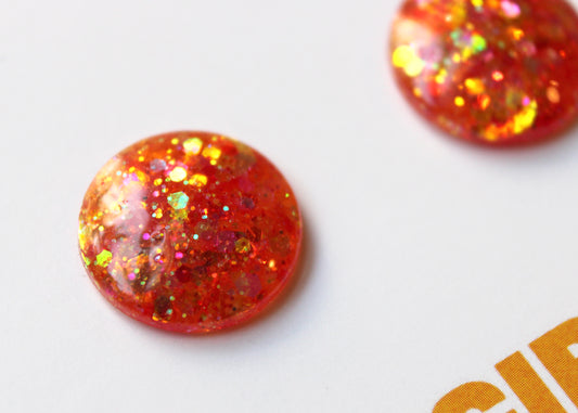 Orange Flame / Glitter Resin Blythe Eye Chips