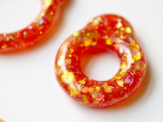 Orange Flame / Resin Glitter Pull Ring Set