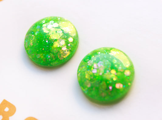 Elphaba Green / Glitter Resin Blythe Eye Chips