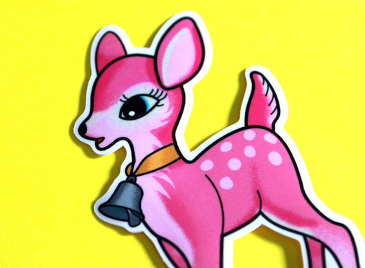 Pink Kitsch Deer Vinyl Sticker