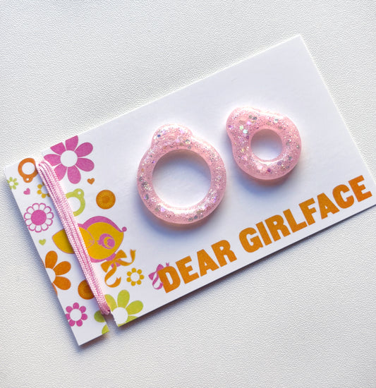 Make Mine Pink / Resin Glitter Pull Ring Set