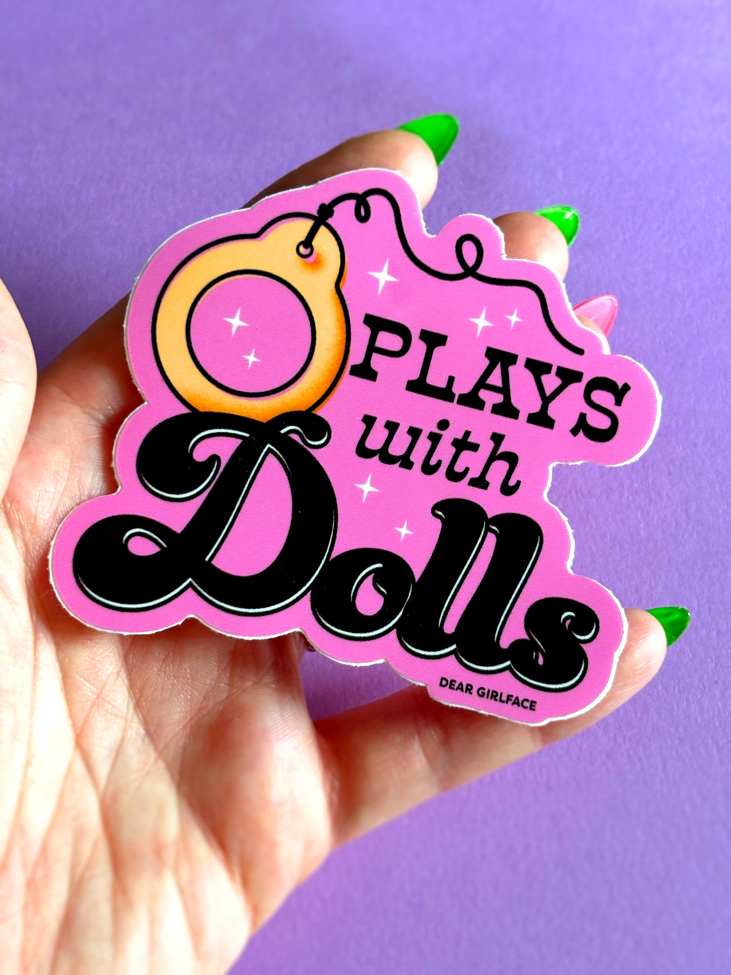 Plays With Dolls Pink Vinyl Sticker Large