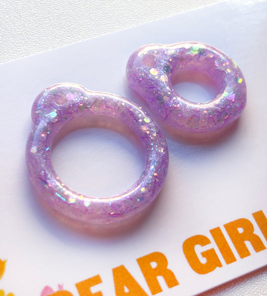 Amethyst Crystal / Resin Glitter Pull Ring Set