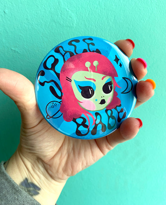 Space Babe XL 3" Button or Magnet