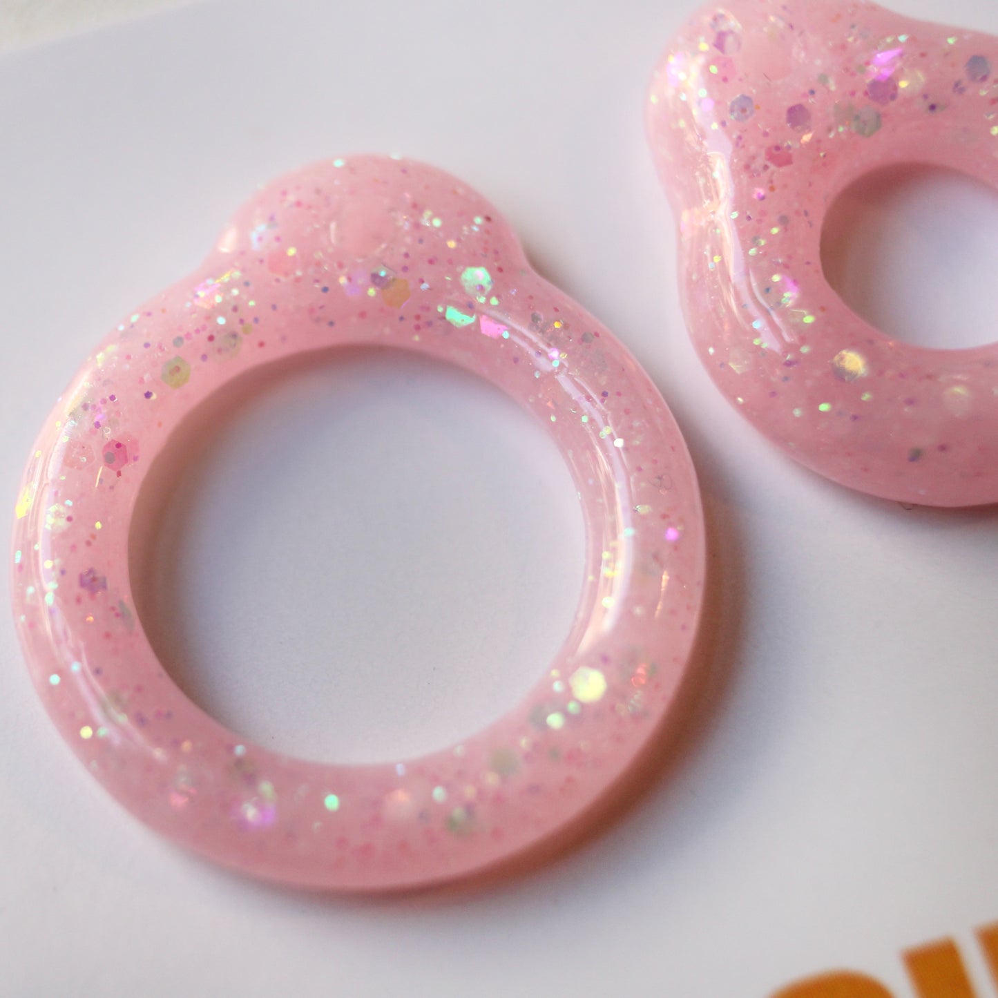 Strawberry Milk / Pink Resin Glitter Pull Ring Set