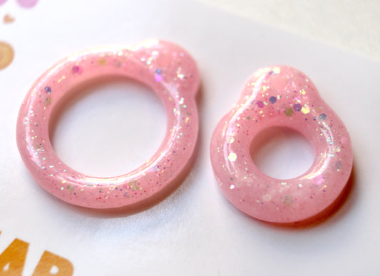 Strawberry Milk / Pink Resin Glitter Pull Ring Set