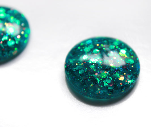 On Butterfly Wings / Teal Glitter Resin Blythe Eye Chips