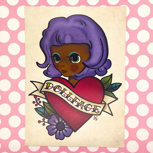Dollface (Purple Hair) 5x7 Art Print