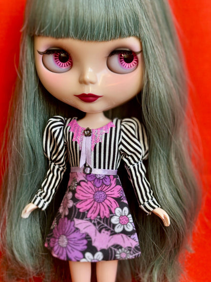 Bats in the Garden Bat Collar Long Sleeve Mini Dress
