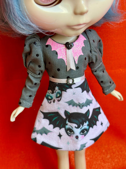Bat Babe Bat Collar Long Sleeve Mini Dress