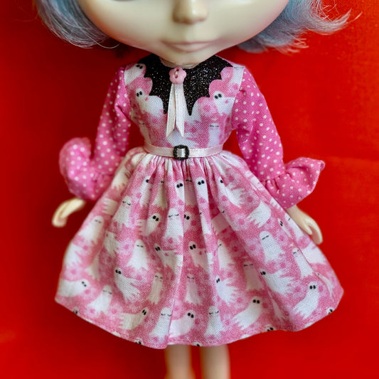 All My Friends Are Ghosts Bat Collar Ruffle Sleeve Dress
