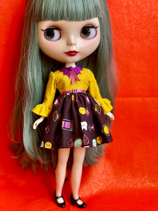 Sweet Tooth Bat Collar Ruffle Sleeve Dress