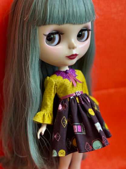 Sweet Tooth Bat Collar Ruffle Sleeve Dress
