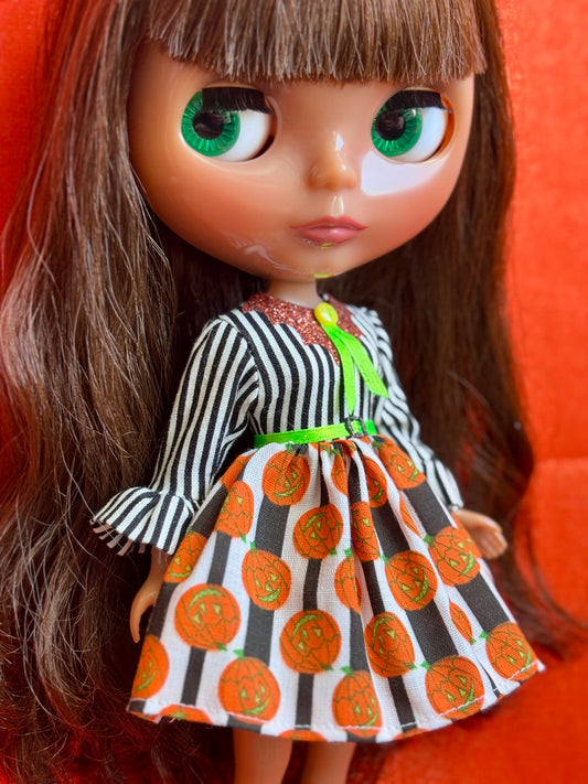 Pump-kin Up The Jams Bat Collar Ruffle Sleeve Dress