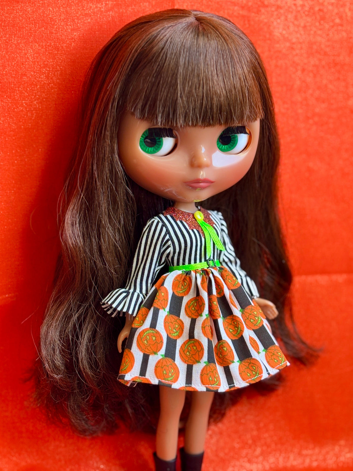 Pump-kin Up The Jams Bat Collar Ruffle Sleeve Dress