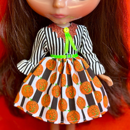 Pump-kin Up The Jams Bat Collar Ruffle Sleeve Dress
