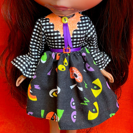 All Eyes On Me Bat Collar Ruffle Sleeve Dress