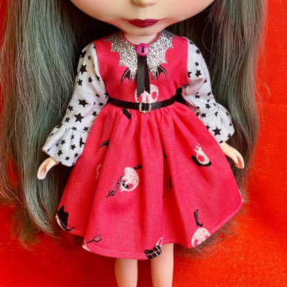 I Want Your Skull Bat Collar Ruffle Sleeve Dress