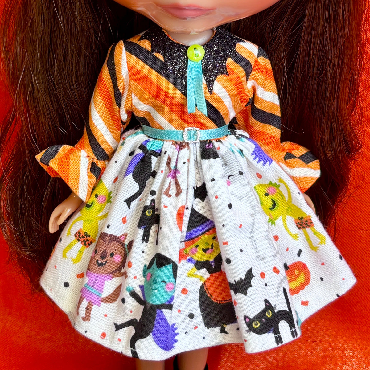 Monster Dance Party Collar Ruffle Sleeve Dress