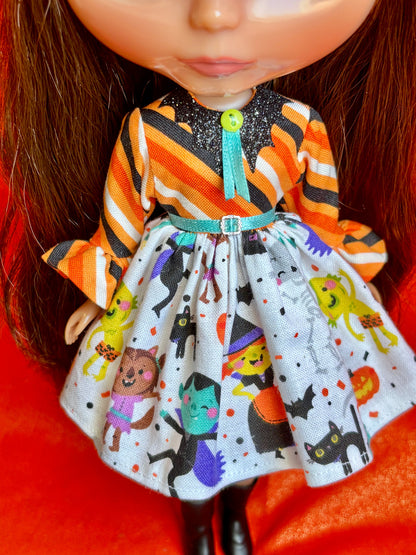 Monster Dance Party Collar Ruffle Sleeve Dress