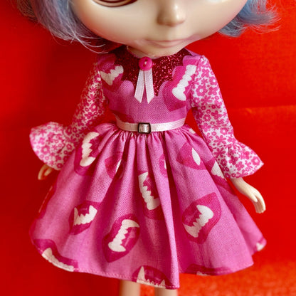 Just One Bite Bat Collar Ruffle Sleeve Dress