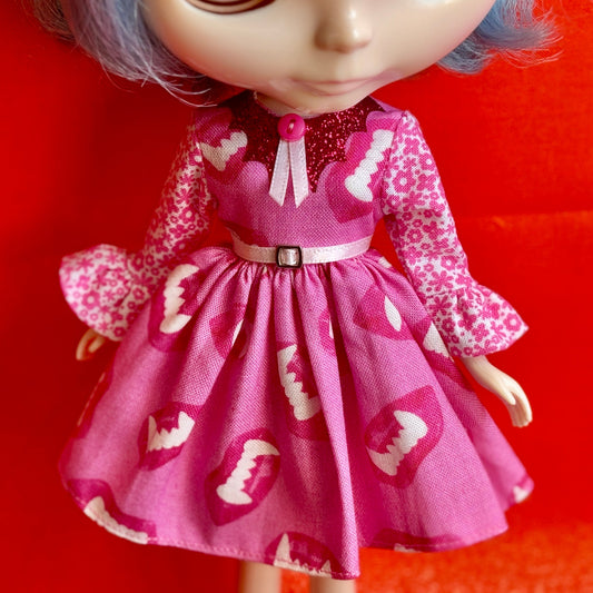 Just One Bite Bat Collar Ruffle Sleeve Dress