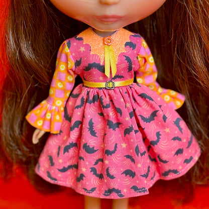 You Drive Me Batty Bat Collar Ruffle Sleeve Dress