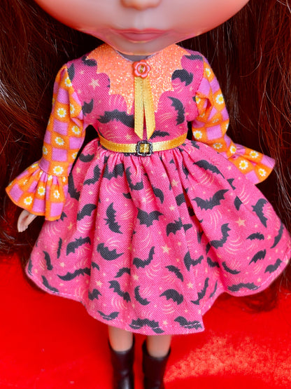 You Drive Me Batty Bat Collar Ruffle Sleeve Dress