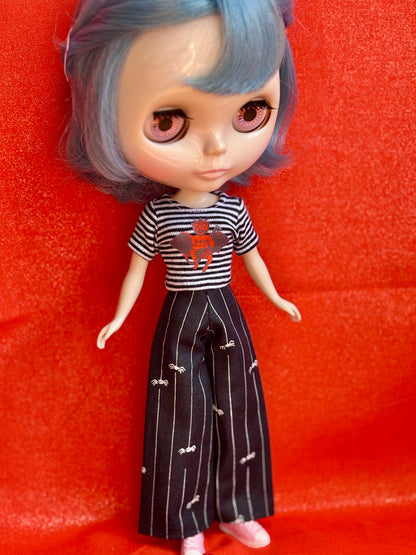 Spider Pinstripes Wide Leg Pants