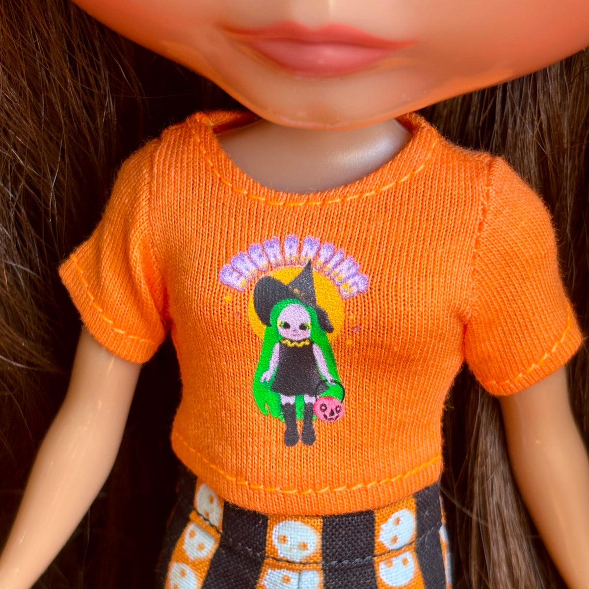 Enchanting Witch Orange Crop Tee for Blythe