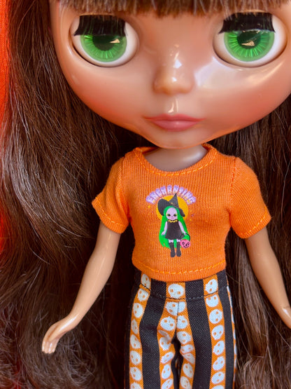 Enchanting Witch Orange Crop Tee for Blythe