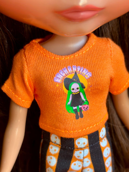 Enchanting Witch Orange Crop Tee for Blythe