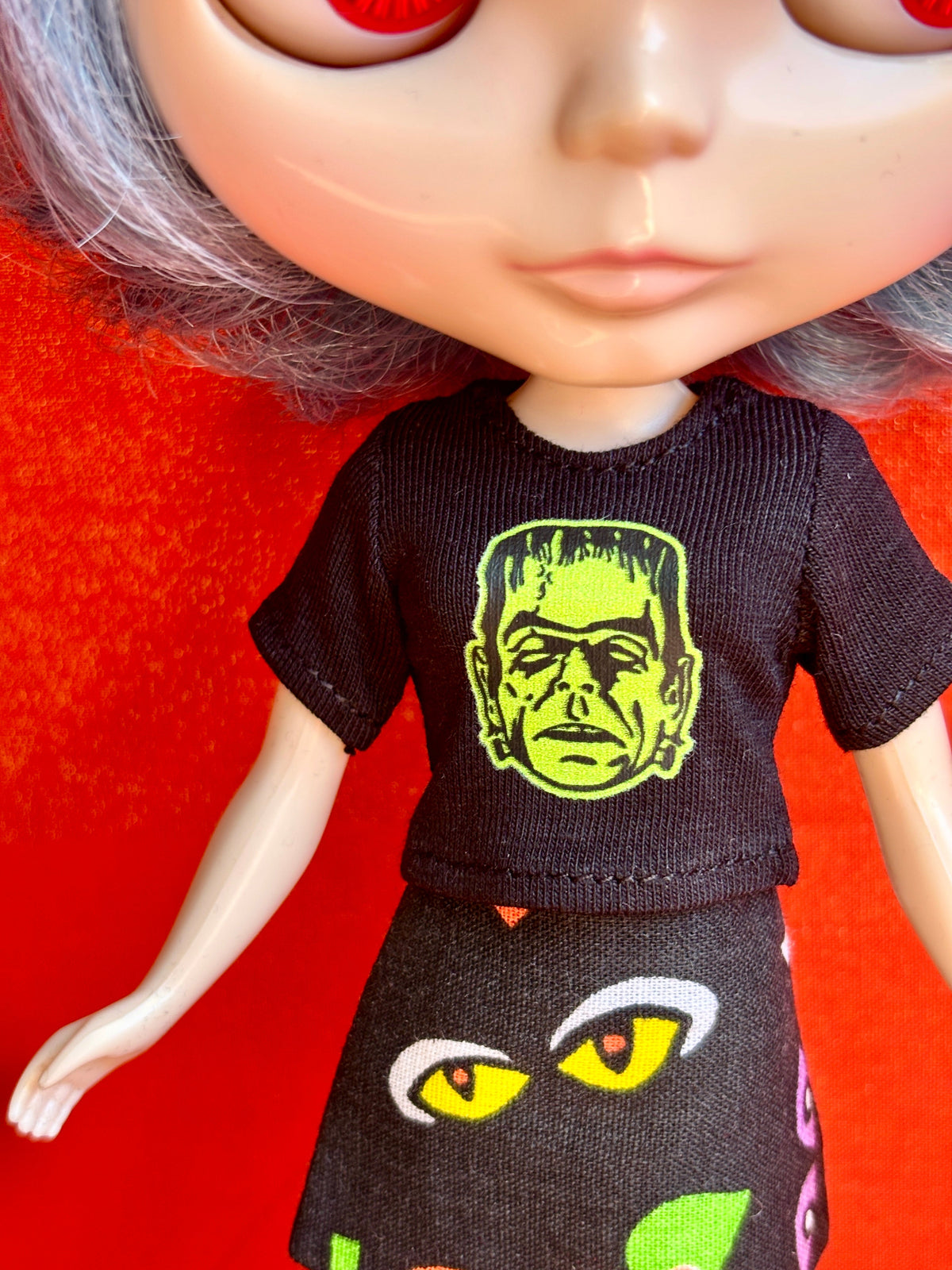 The Monster Glow Black Crop Tee for Blythe
