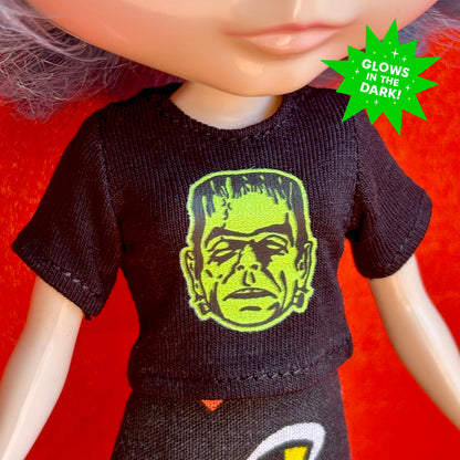 The Monster Glow Black Crop Tee for Blythe