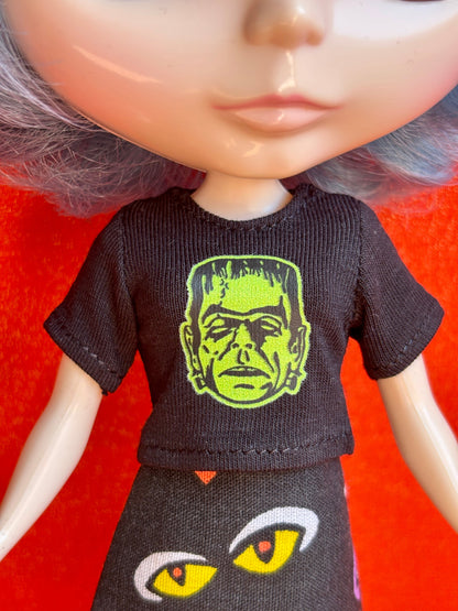 The Monster Glow Black Crop Tee for Blythe