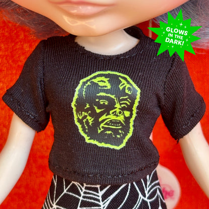Werewolf Glow Black Crop Tee for Blythe