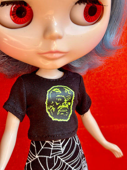 Werewolf Glow Black Crop Tee for Blythe
