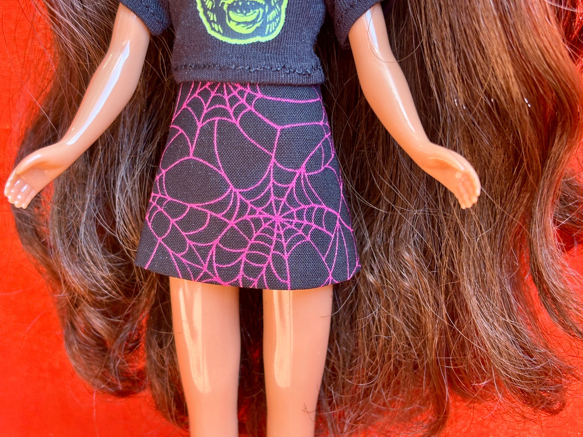 Pink & Black Spiderweb Mod Mini Skirt