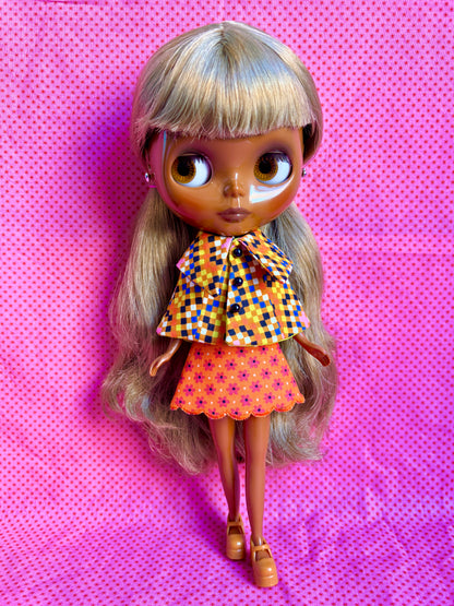Multi Pixel Granny Dress & Cape Set