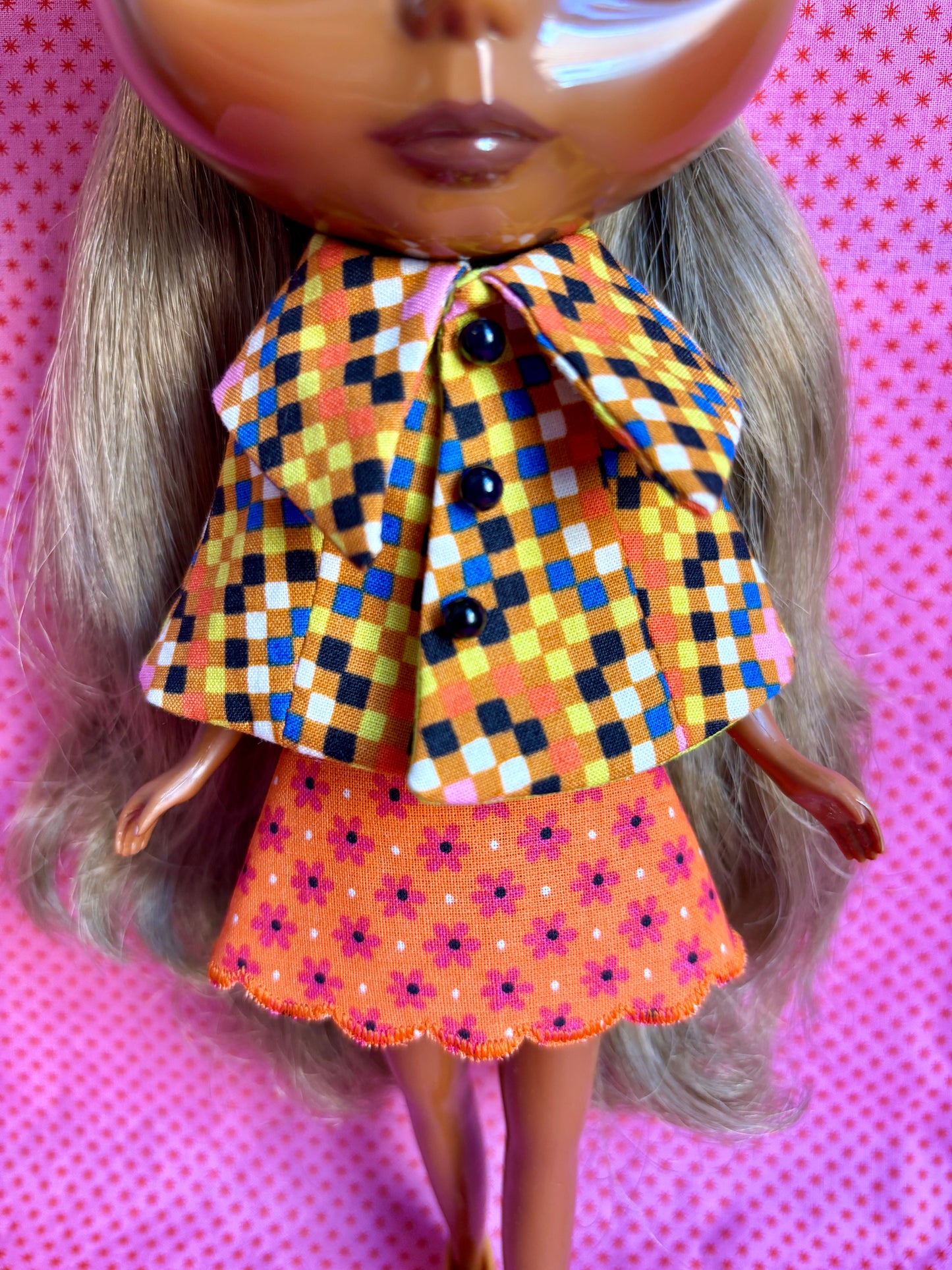 Multi Pixel Granny Dress & Cape Set